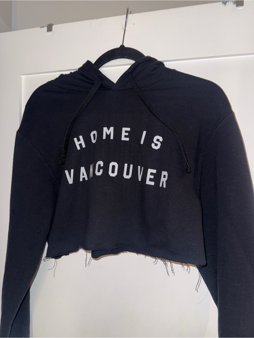 Black Cropped Hoodie Sweatshirt - "Home Is Vancouver"